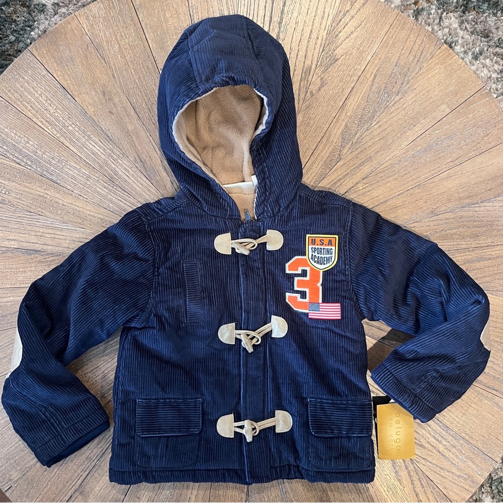 NWT Beluga Boys Toddler Coat Navy Blue Corduroy Toggle Hooded Preppy Sporty 6T